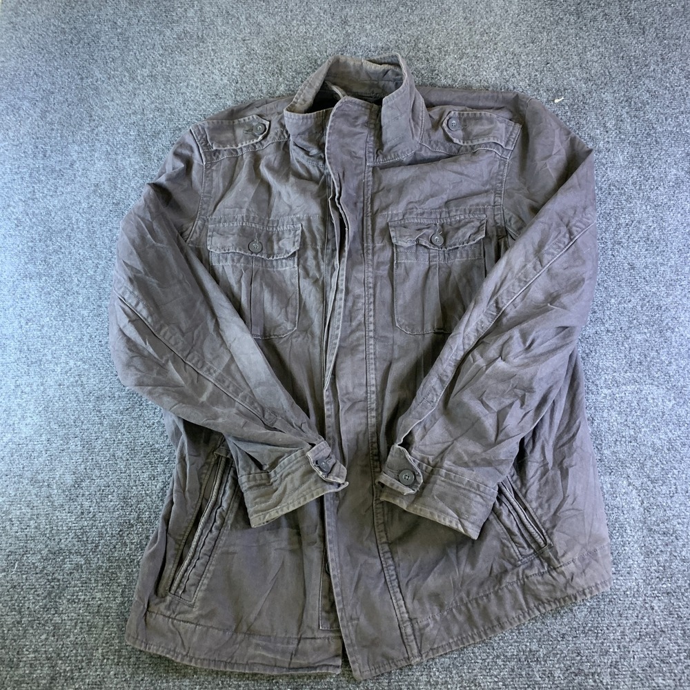 Paper Denim & Cloth Military Jacket Mens XL Gray Cotton Utility Pockets Casual